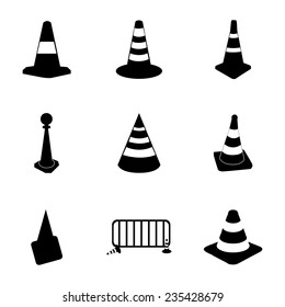 Vector traffic cone icons set on white background