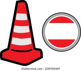 vector traffic cones and warning signs