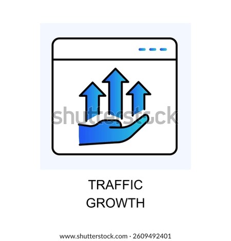 Vector for Traffic Growth. A minimalist logo symbolizing the strategy to increase traffic and reach a wider audience with editable stroke.