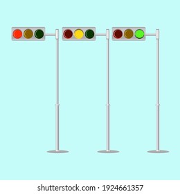 vector traffic light with 3 colors. vector flat design