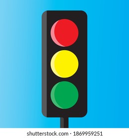 vector traffic light with green yellow red light on