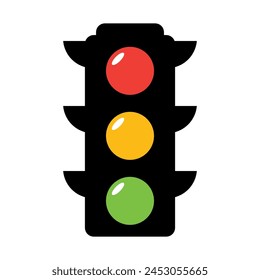 Vector Traffic Light Illustration on White Background