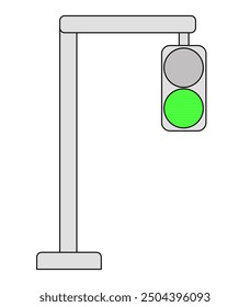 Semáforo de Vector en el poste de luz verde para automóviles y personas
Iconos del semáforo cruzan la carretera