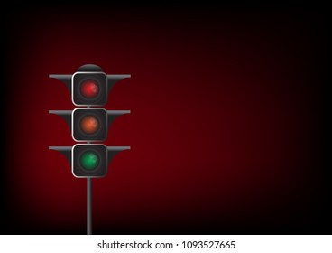 Vector Traffic Light On Red Background Stock Vector (Royalty Free ...