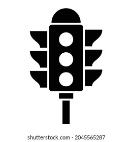 Vector Traffic Lights Glyph Icon Design
