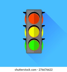 Vector Traffic Lights  Icon Isolated on Blue Background.