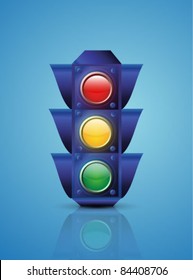 Vector traffic lights on blue