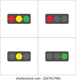 VECTOR TRAFFIC LIGHTS , RED, YELLOW, GREEN WITH WHITE BACKGROUND