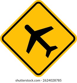 vector traffic sign icon, airplane runway