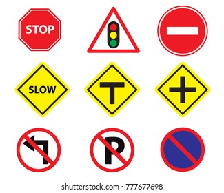 vector Traffic sign icon danger road drive symbol car stop
