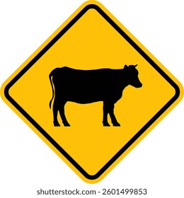 vector traffic sign icon many livestock and often crossing the road