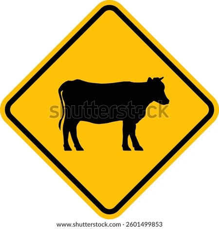 vector traffic sign icon many livestock and often crossing the road