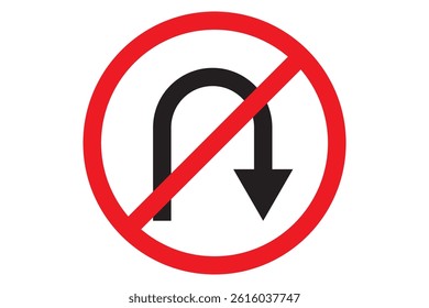 vector traffic sign icon no U-turn