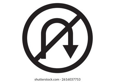 vector traffic sign icon no U-turn