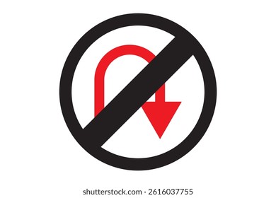 vector traffic sign icon no U-turn