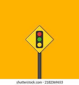 vector traffic sign on yellow background.illustration