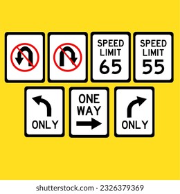 vector traffic sign in red, white and black on a yellow background