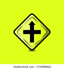 Vector de un signo de tráfico con fondo amarillo