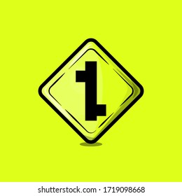 Vektorgrafik eines Verkehrszeichens mit gelbem Hintergrund