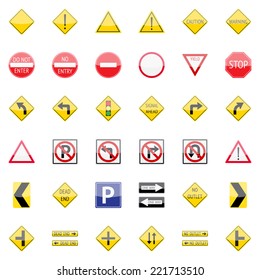 Vector traffic signs icon set for web and mobile applications