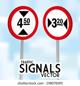 Vector Traffic Signs Isolated On Blue Background
