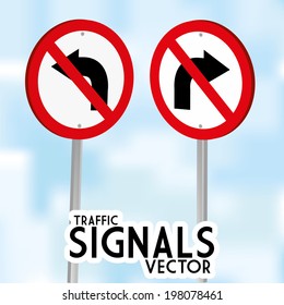 Vector Traffic Signs Isolated On Blue Background