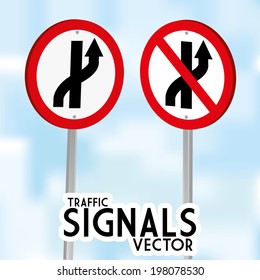 Vector Traffic Signs Isolated On Blue Background