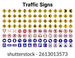 vector traffic signs on the road