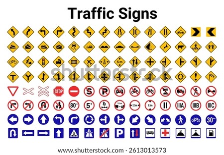 vector traffic signs on the road