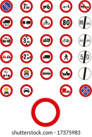 Vector traffic signs on white background