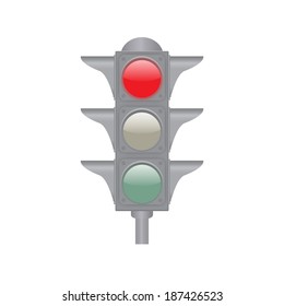 vector traffic stop red sign light isolated on the white background