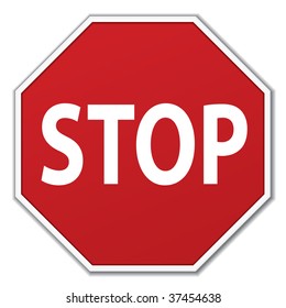 Vector Traffic Stop Sign Over White Background