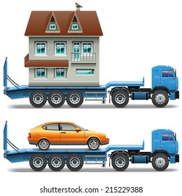 Vector Trailer with House and Car