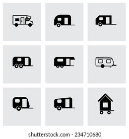 Vector trailer icon set on grey background