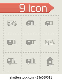 Vector trailer icon set on grey background