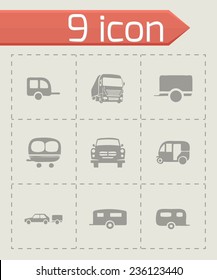 Vector trailer icon set on grey background