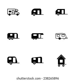 Vector trailer icon set on white background