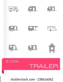 Vector trailer icon set on grey background