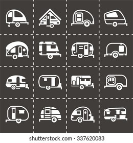 Vector Trailer icon set on black background