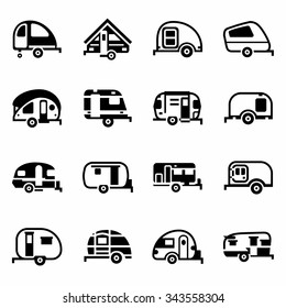 Vector Trailer icon set on white background