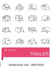 Vector Trailer icon set on grey background