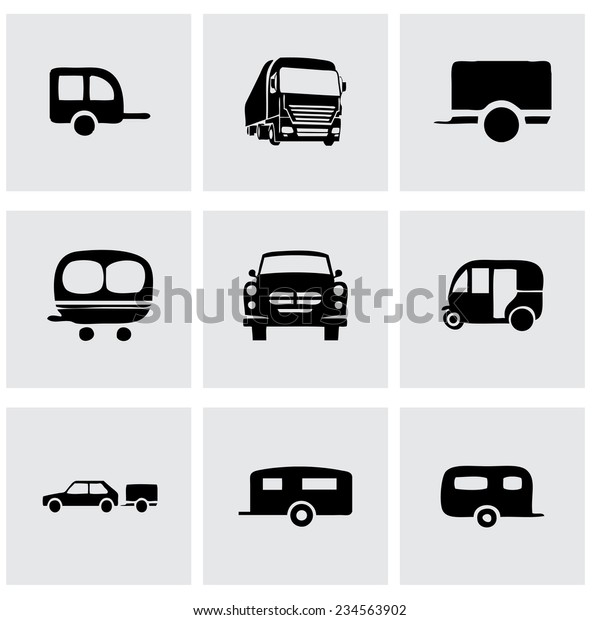 Vector trailer icon\
set on grey background
