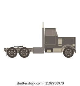 Vector of trailer truck and cargo container for shipping and transportation icon flat isolated on white background illustration side view.