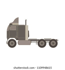 Vector of trailer truck and cargo container for shipping and transportation isolated flat icon on white background illustration side view.
