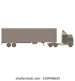 Vector of trailer truck and cargo container for shipping and transportation icon flat isolated on white background illustration side view.