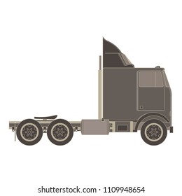 Vector of trailer truck and cargo container for shipping and transportation icon flat isolated on white background illustration side view.