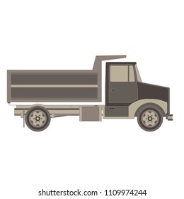 Vector of trailer truck and cargo container for shipping and transportation flat icon side  isolated on white background illustration view.