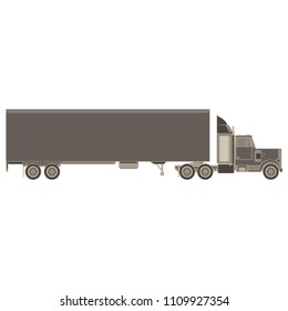Vector of trailer truck icon and cargo container for shipping and transportation flat isolated on white background illustration side view.