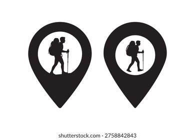 Vector Trailhead Marker with Hiker Icon Set