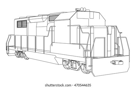 Vector Train 3d Outline Eps 8 Perspective Outlines Of Lines